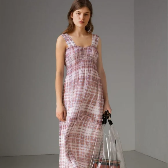 Burberry | Dresses | Burberry Delilah Silk Plaid Maxi Dress